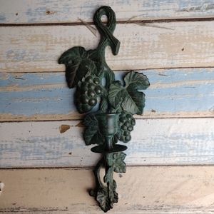 Gatco Cast Metal Grapevine Candle Holder Heavy Wall Hanging 12.5" Green